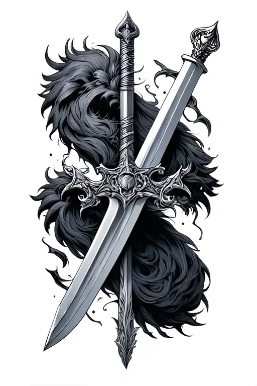 Leo, Gemini, Aquarius, Taurus sword tattoo design idea