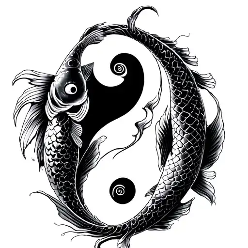 pisces ying yang koi fish tattoo design idea