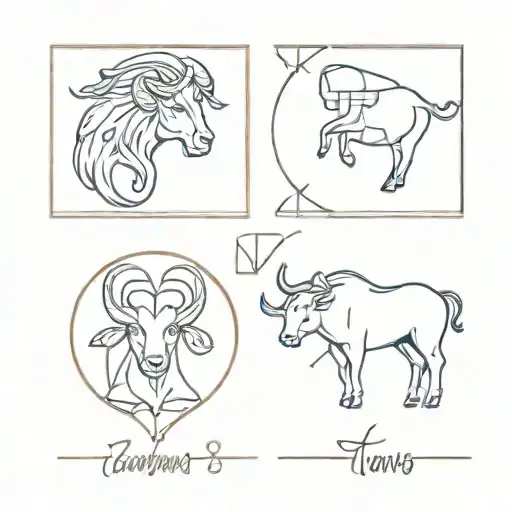 aries sagittarius and taurus zodiac sign tattoo design idea
