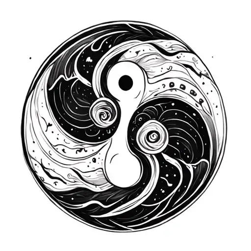 yin yang symbol with fortune favours the brave tattoo design idea