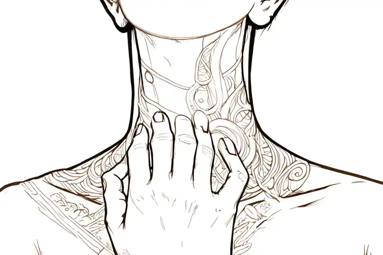 choke hand on neck tattoo design idea