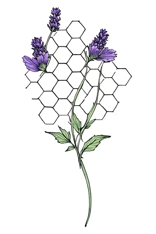 honeycomb music lavender flower tattoo design idea
