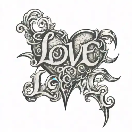 hate /love word 'love' written tattoo design idea