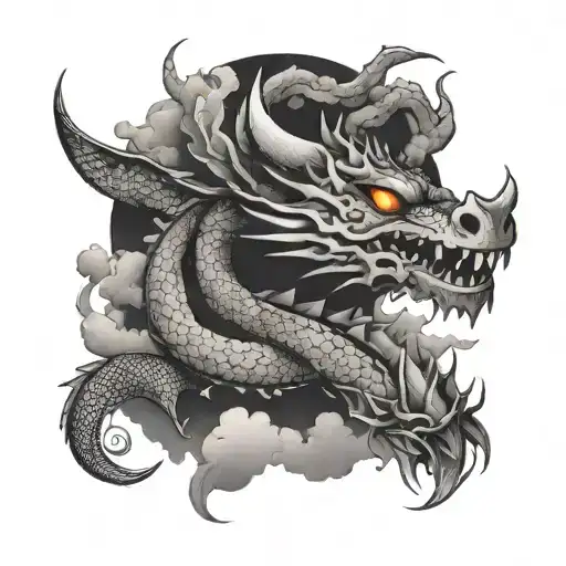 jordan logo, clouds dragon one piece tattoo design idea