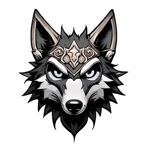 Majora's mask on wolf link tattoo design idea