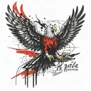 The Roman eagle soaring with the inscription Vita brevis, ars longa tattoo design idea