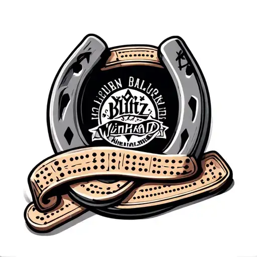 horseshoe with cribbage pegs and a blitz weinhards logo tattoo design idea