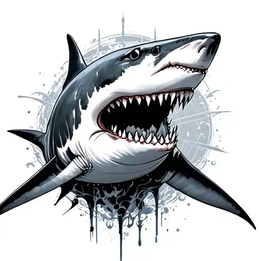 a shark, god, 224 tattoo design idea