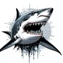 a shark, god, 224 tattoo design idea