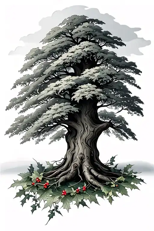 3 trees together Elder and Holly and Ivy tattoo design idea