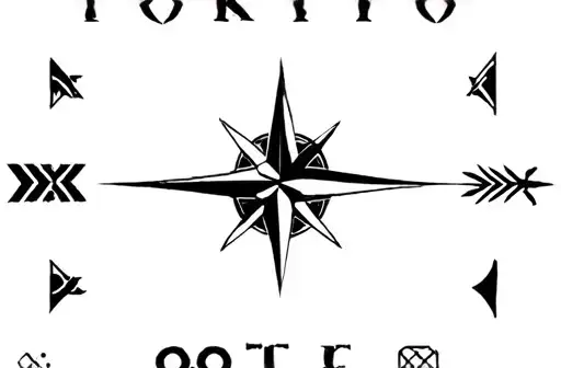 "Geometric compass arrows tokyo" tattoo design idea