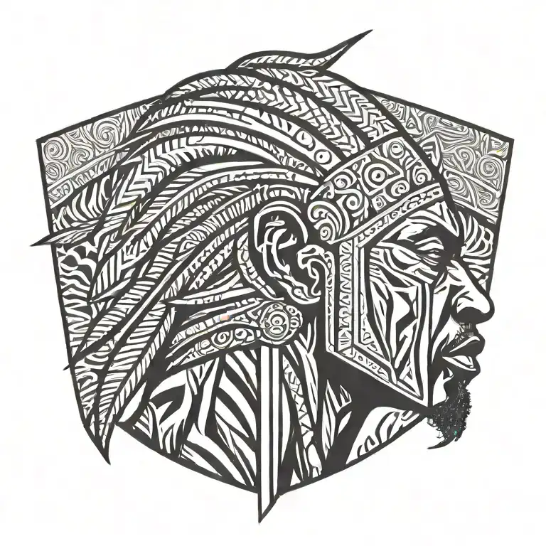 African warrior tattoo design idea