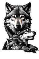 Dad mam and son wolf tattoo design idea
