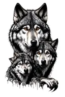 Dad mam and son wolf tattoo design idea