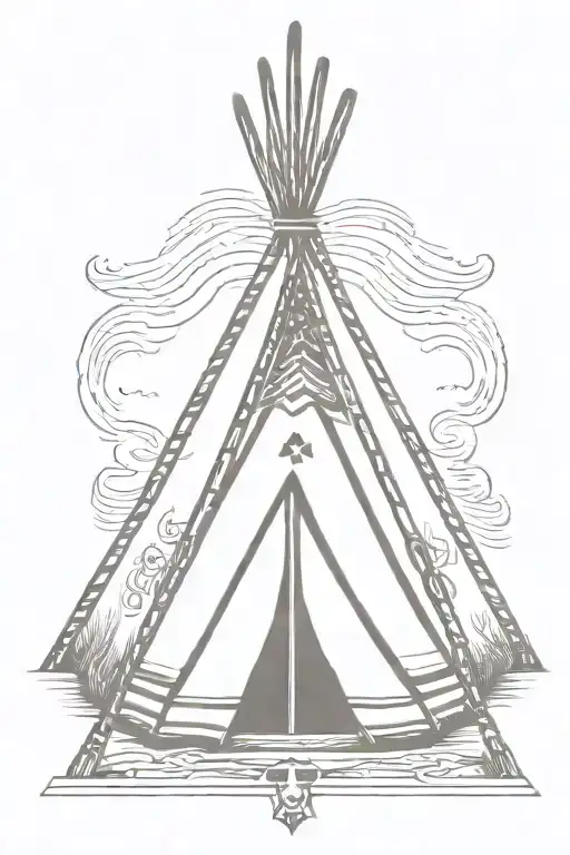 teepee, wild west, fire tattoo design idea