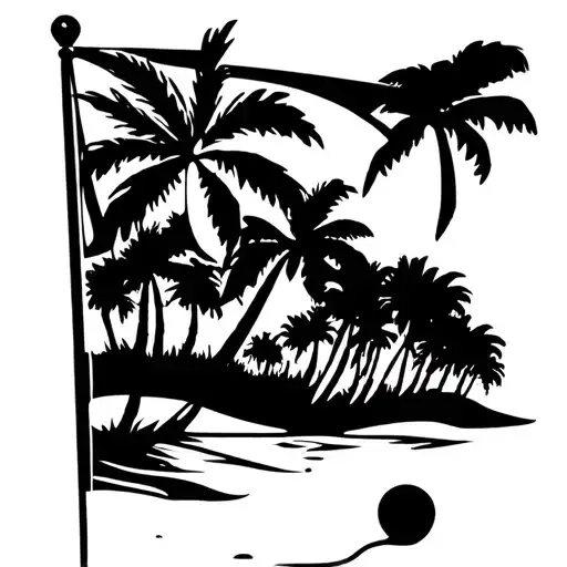 GOLF FLAG WITH PALM TREES tattoo design idea