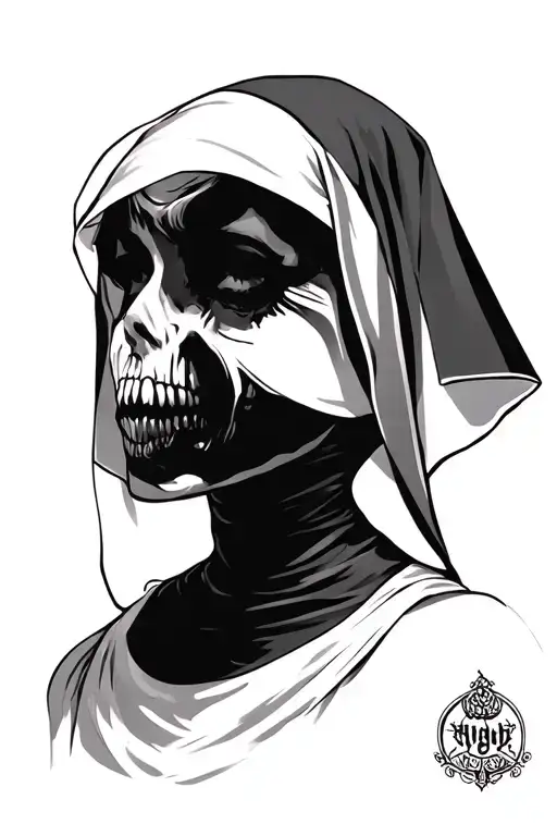 sexy scary nun horny tattoo design idea