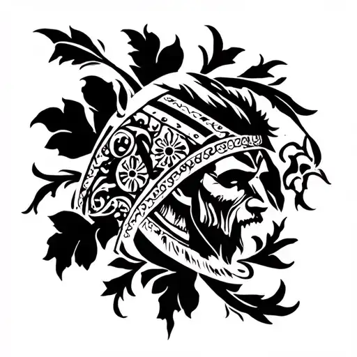 Ukranian cossack simple design combining elements tattoo design idea