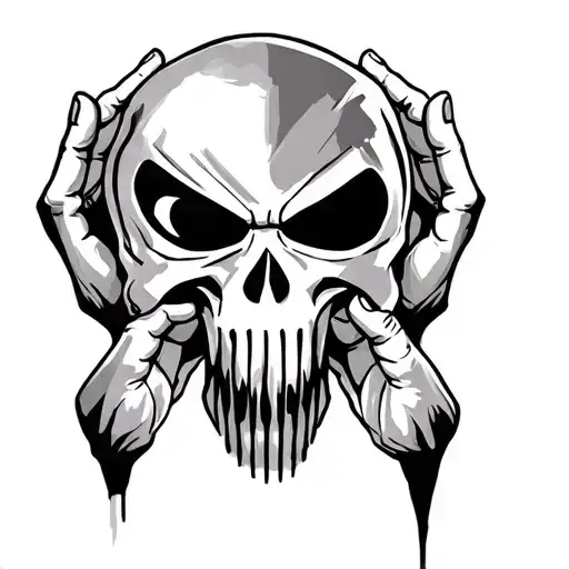 punisher , speak no evil, hear no evil, see no evil tattoo design idea