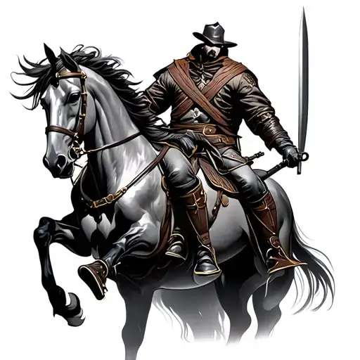 headless horsemen with bayonet tattoo design idea