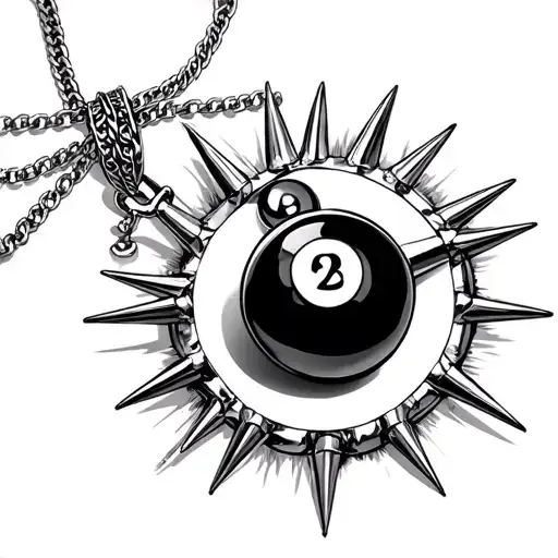 Tattoo of Trippie Redd's Spiked billiard necklace tattoo design idea