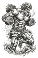Atlas greek god lifting weights tattoo design idea