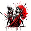 Greek and Egyptian goddess, Leo, Virgo, Irish knotting, 2 warriors defending the goddess  tattoo design idea