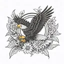 chamomile, yin-yang, eagle tattoo design idea