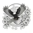 chamomile, yin-yang, eagle tattoo design idea