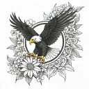 chamomile, yin-yang, eagle tattoo design idea