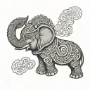 Thai elephant head, ha long bay islands surrounded, Buddha tattoo design idea