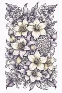 violet gladiolus chrysanthemum narcissus flower bouquet tattoo design idea
