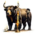 a Candlestick stock chart bull vs bear tattoo design idea