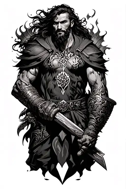 Michael archangle warrior wielding tattoo design idea