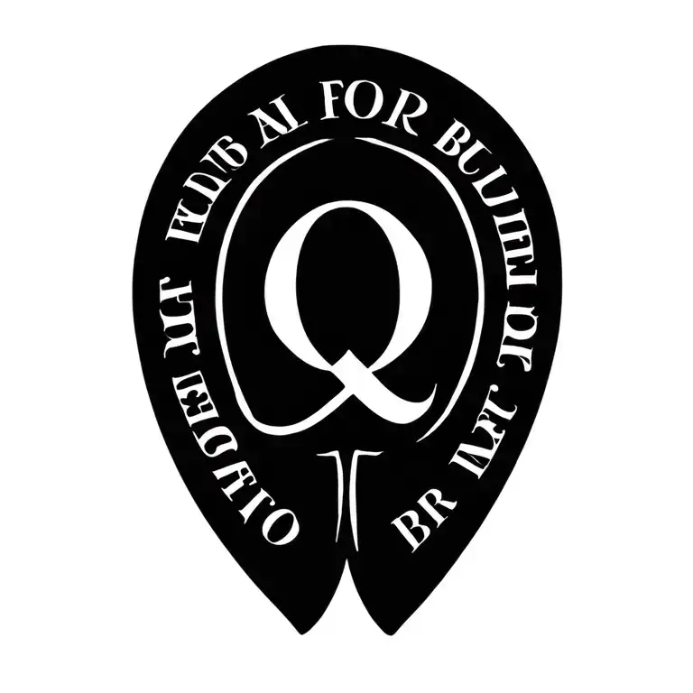 spades symbol with a Q in the center of it. with thw words built for bbc around it tattoo design idea