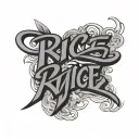 script that says Rice Twice! tattoo design idea