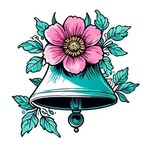 flower bell in lines tattoo design idea