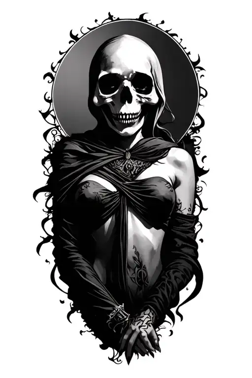 lady reaper full body tattoo design idea