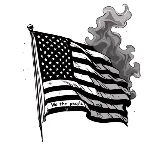 an American flag draped down on my arm, and on the forearm have " We the people " with smoke or shading. I want this to  tattoo design idea