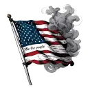 an American flag draped down on my arm, and on the forearm have " We the people " with smoke or shading. I want this to  tattoo design idea