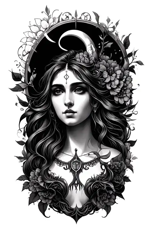 goddess cancer zodiac tattoo design idea
