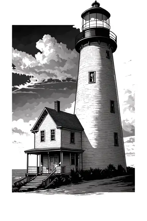 madisonville louisiana lighthouse with Welsh Sisters tattoo design idea