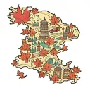 map of Italy with Canadian Maple Leaf placed tattoo design idea