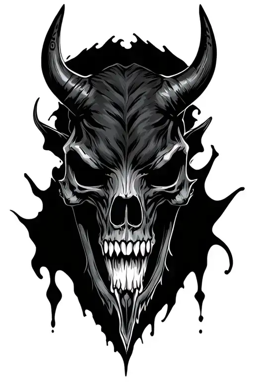 Evil bull demonic skull tattoo design idea