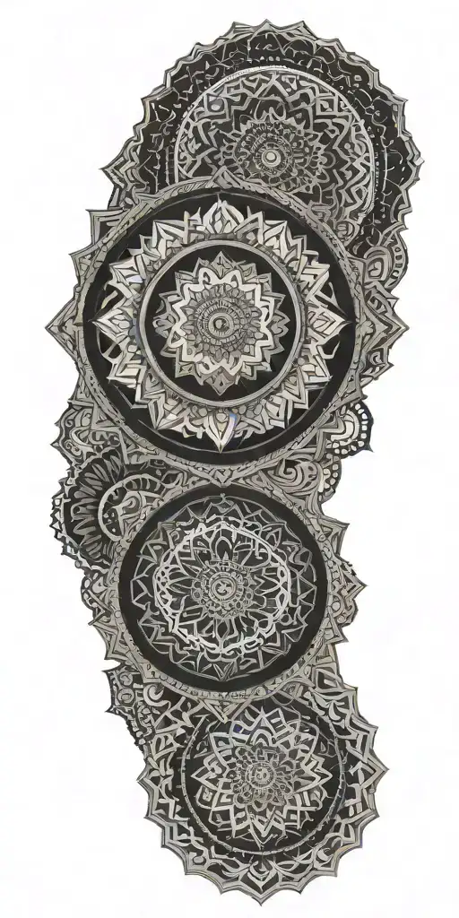 Geometric background with multiple mandalas  tattoo design idea