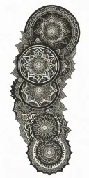 Geometric background with multiple mandalas  tattoo design idea