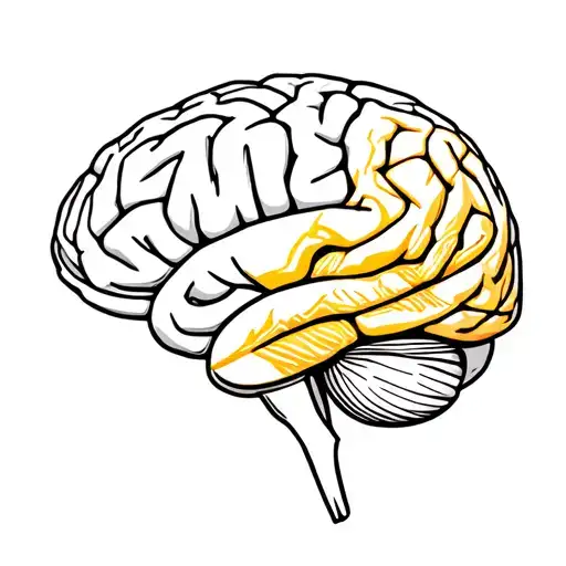 anatomically correct brain with kintsugi only in the right hemisphere tattoo design idea