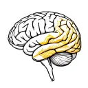 anatomically correct brain with kintsugi only in the right hemisphere tattoo design idea