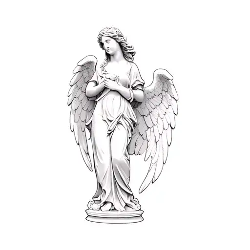 a statue of an angel wings tattoo design idea