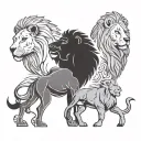 three transformations, into a camel, a lion and a child tattoo design idea